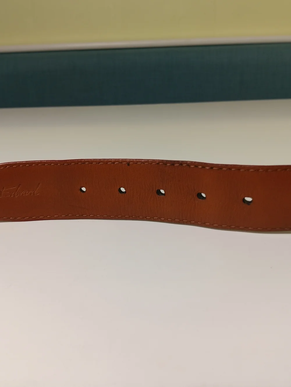 Francis Edward Belt Mens 38 Black Genuine Italian Calf Leather Brass Buckle
